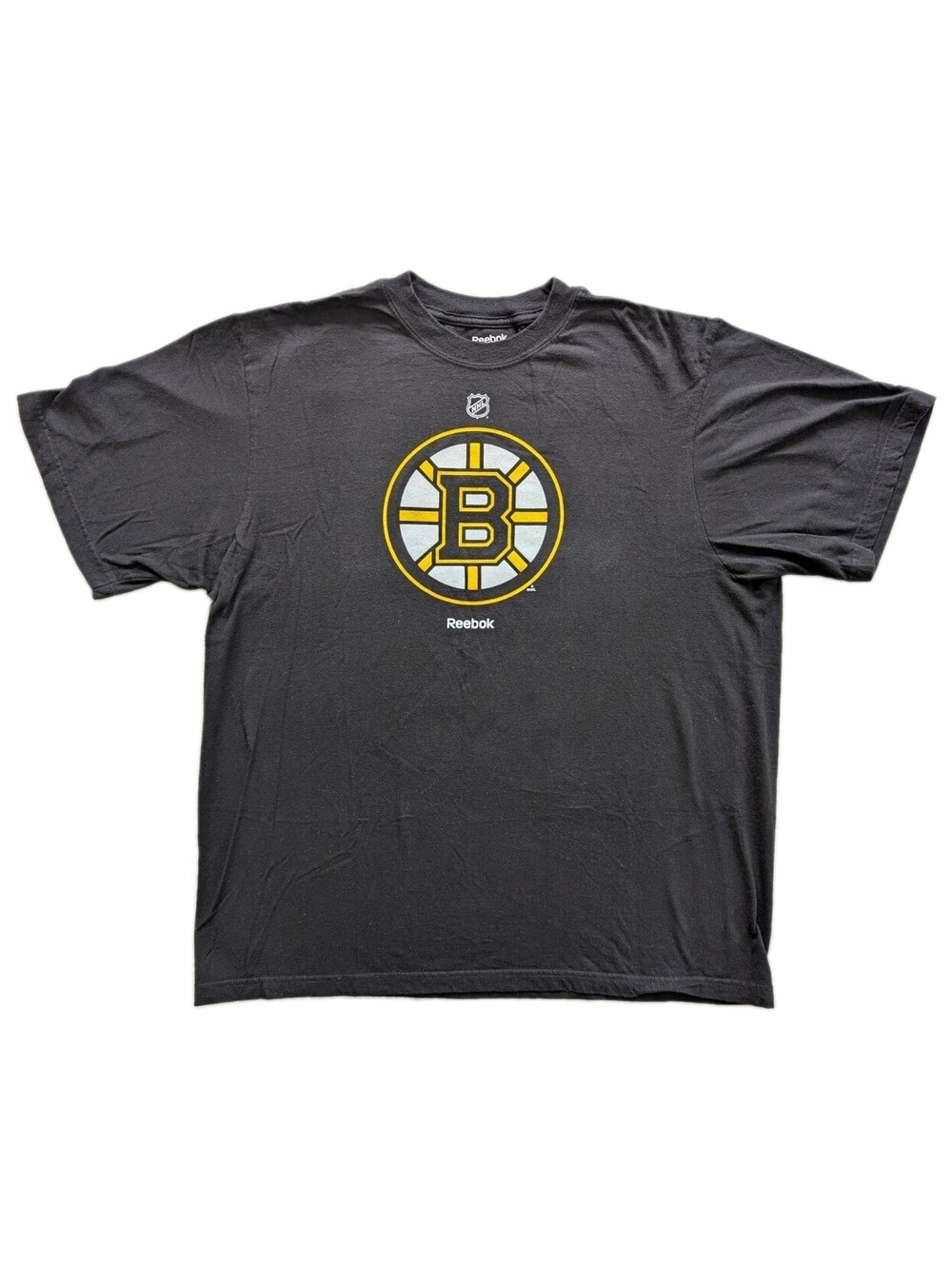 Reebok Boston Bruins NHL Logo T-Shirt Black Adult XL 100% Cotton Hockey